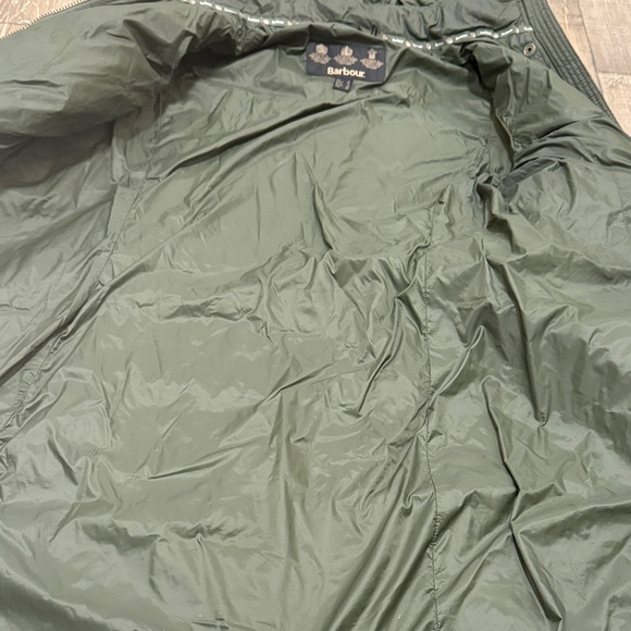 Barbour Olive Puffer Jacket with Faux Fur Trim - Picture 6 of 15